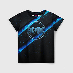 Футболка детская ACDC черно-синяя текстура, цвет: 3D-принт