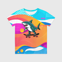 Футболка детская Акула на скейте, цвет: 3D-принт