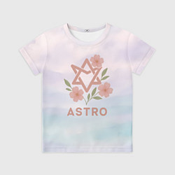 Футболка детская Astro логотип с цветочками, цвет: 3D-принт