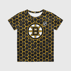 Футболка детская Бостон Брюинз - черные соты, цвет: 3D-принт