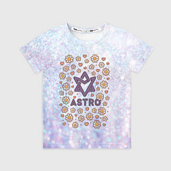 Футболка детская Astro логотип - ромашки и сердечки, цвет: 3D-принт