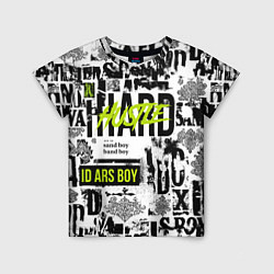 Футболка детская Pattern with inscriptions hustle sand boy, цвет: 3D-принт