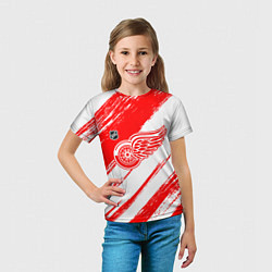 Футболка детская Детройт Ред Уингз - брызги красок, цвет: 3D-принт — фото 2