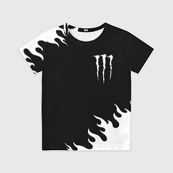 Футболка детская Monster energy белый огонь, цвет: 3D-принт