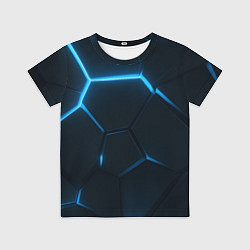 Футболка детская Черные плиты с синим светом, цвет: 3D-принт