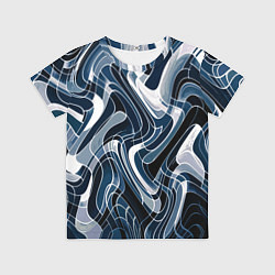 Футболка детская Тёмно-синий искажённая абстракция, цвет: 3D-принт