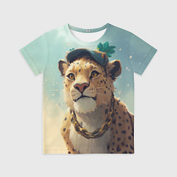 Футболка детская Леопард в кеппи, цвет: 3D-принт