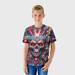 Футболка детская Art cyber skull - ai art fantasy, цвет: 3D-принт — фото 2