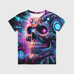 Футболка детская Neon cyber skull, цвет: 3D-принт