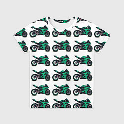 Футболка детская Motorcycle turquoise, цвет: 3D-принт