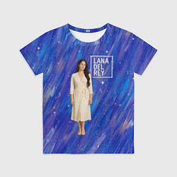 Детская футболка Lana Del Rey в белом классическом платье на синем