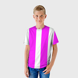 Футболка детская Color white pink line, цвет: 3D-принт — фото 2