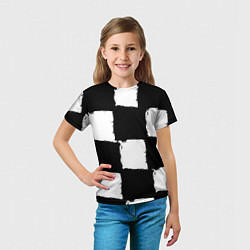 Футболка детская Черные квадраты в виде шахматной доски, цвет: 3D-принт — фото 2