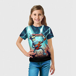 Футболка детская Бендер рок гитарист - группа Футурама, цвет: 3D-принт — фото 2