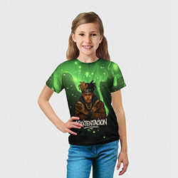Футболка детская XXXTentacion на фоне зеленой краски, цвет: 3D-принт — фото 2