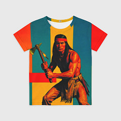 Футболка детская Индеец поп-арт, цвет: 3D-принт
