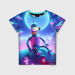 Футболка детская Bender bending robot on the amazing neon mushroom, цвет: 3D-принт
