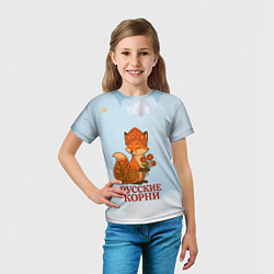 Футболка детская Русская душа - лисица, цвет: 3D-принт — фото 2