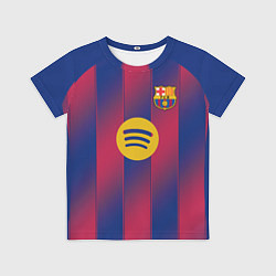 Футболка детская Левандовский, Барселона домашняя форма 2025 2026, цвет: 3D-принт