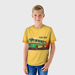 Футболка детская Ретро автобус ГЗА-651 поп-арт, цвет: 3D-принт — фото 2