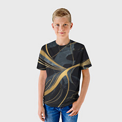 Футболка детская Мраморный узор с золотыми полосками, цвет: 3D-принт — фото 2