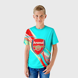 Футболка детская Arsenal stripes, цвет: 3D-принт — фото 2