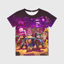 Детская футболка Майнкрафт - герои в окружении
