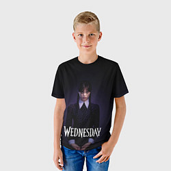 Футболка детская Уэнсдэй в черных слезах Wednesday, цвет: 3D-принт — фото 2