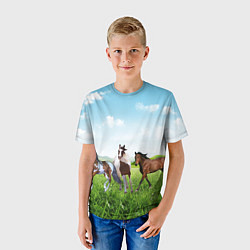 Футболка детская Лошади в степи, цвет: 3D-принт — фото 2