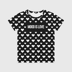 Футболка детская Настроение любовь чёрный с сердечками, цвет: 3D-принт