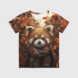 Футболка детская Красная панда в осеннем лесу, цвет: 3D-принт