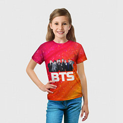 Футболка детская BTS блестящий фон, цвет: 3D-принт — фото 2