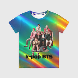 Футболка детская BTS радужный блестящий фон, цвет: 3D-принт