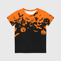 Футболка детская Хэллоуин тыквы и призраки, цвет: 3D-принт