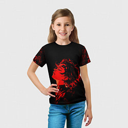 Футболка детская Клинок, рассекающий демонов Танджиро и иероглифы, цвет: 3D-принт — фото 2