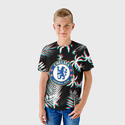 Футболка детская Chelsea тропики глитч текстура, цвет: 3D-принт — фото 2
