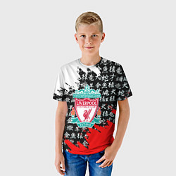 Футболка детская Ливерпуль китайские символы краски, цвет: 3D-принт — фото 2