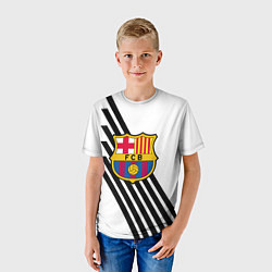 Футболка детская Barcelona черно белые полосы, цвет: 3D-принт — фото 2