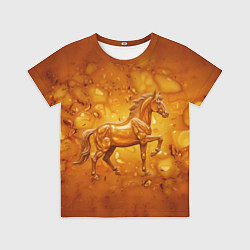 Футболка детская Лошадь из желтого янтаря, цвет: 3D-принт