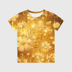 Детская футболка Цветочный золотой с искрами