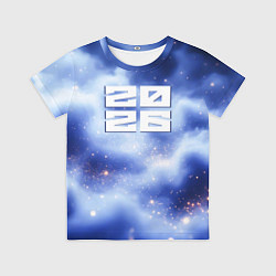 Футболка детская 2026 сине-голубая дымка, цвет: 3D-принт