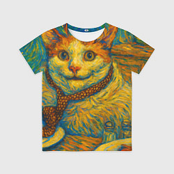 Футболка детская Кот-мем бу в стиле Ван Гога, цвет: 3D-принт