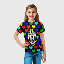 Футболка детская Ювентус сердце паттерн, цвет: 3D-принт — фото 2