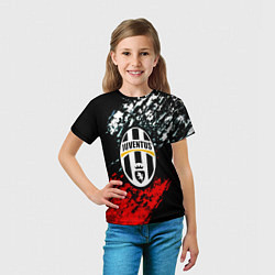 Футболка детская Juventus краски штрихи текстура, цвет: 3D-принт — фото 2