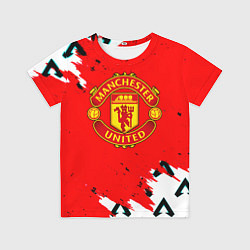 Футболка детская Манчестер Юнайтед символы краски, цвет: 3D-принт