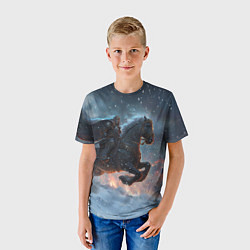 Футболка детская Всадник на лошади в снежную бурю, цвет: 3D-принт — фото 2