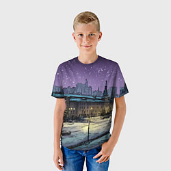 Футболка детская Ночь в новогодней Москве, цвет: 3D-принт — фото 2