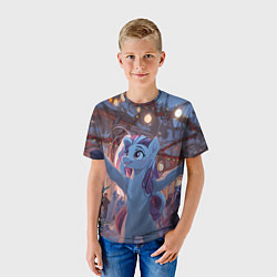 Футболка детская Лошадка наслаждается новым годом, цвет: 3D-принт — фото 2