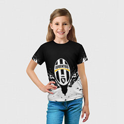 Футболка детская Ювентус краски всплеск текстура, цвет: 3D-принт — фото 2