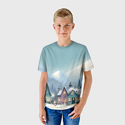 Футболка детская Новогодние дома, цвет: 3D-принт — фото 2